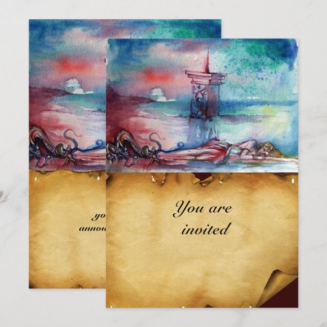 Invitación GNOMON Y DAMA DEL pergamino LAGO Brown (Anverso / Reverso)