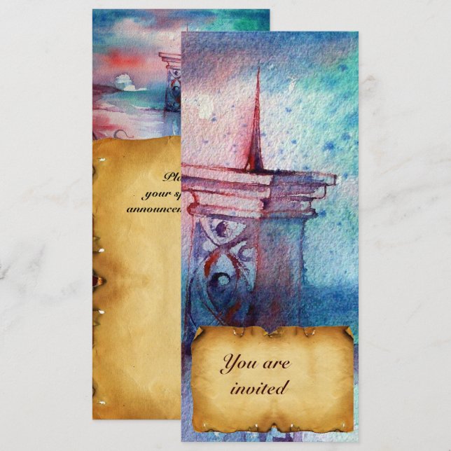 Invitación GNOMON Y DAMA DEL pergamino LAGO Brown (Anverso / Reverso)