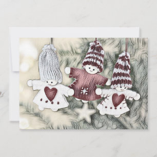 Invitación Gnomos antiguos en dibujo de árbol de Navidad