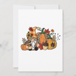 Invitación Gnomos de Acción de Gracias Hojas de Otoño Gnomos