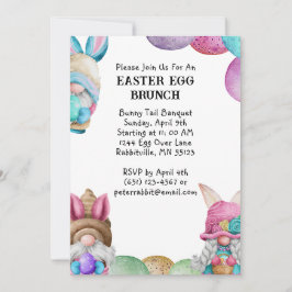 Invitación Gnomos de conejos coloridos y brunch de Pascua de