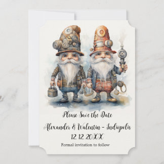 Invitación Gnomos de fiesta guardan la fecha
