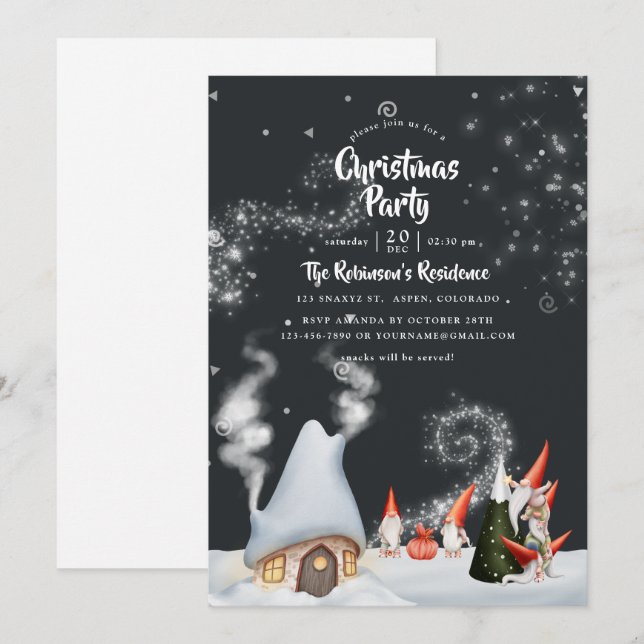 Invitación Gnomos de Navidad (Anverso / Reverso)