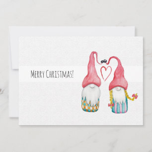 Invitación Gnomos de Navidad enamorados acuarela pintado a ma