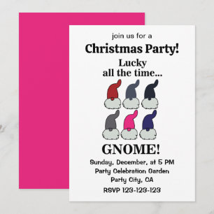 Invitación Gnomos de Navidad Fiesta de Navidad Afortunada