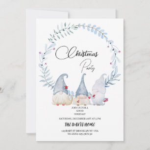 Invitación gnomos de navidades de acuarela