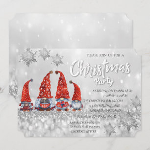 Invitación Gnomos lindos rojos Bokeh Fiesta de Navidad corpor