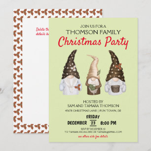 Invitación Gnomos Modernos Fiesta Navideña Festiva