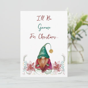 Invitación Gnomos Rojo Verde Navidad Acebo Bayas Poinsettia a