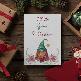 Invitación Gnomos Rojo Verde Nochebuena Bayas Poinsettia acua