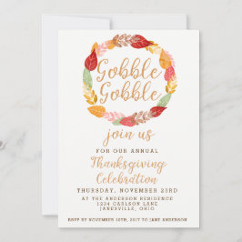 Invitación Gobble Gobble Acción de Gracias Tema de otoño