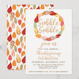Invitación Gobble Gobble Acción de Gracias Tema de otoño