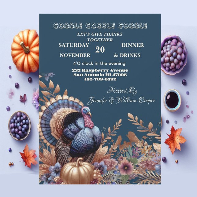 Invitación Gobble Gobble Gobble su Turquía Time Acción de Gra (Gobble Gobble Gobble Its Turkey Time Thanksgiving Invitation)