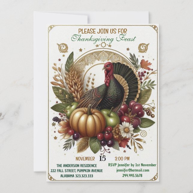 Invitación Gobble Gobble Gobble Turca Festividad de Acción de (Anverso)