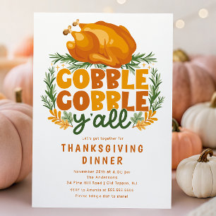 Invitación Gobble Gobble Y'all Acción de Gracias