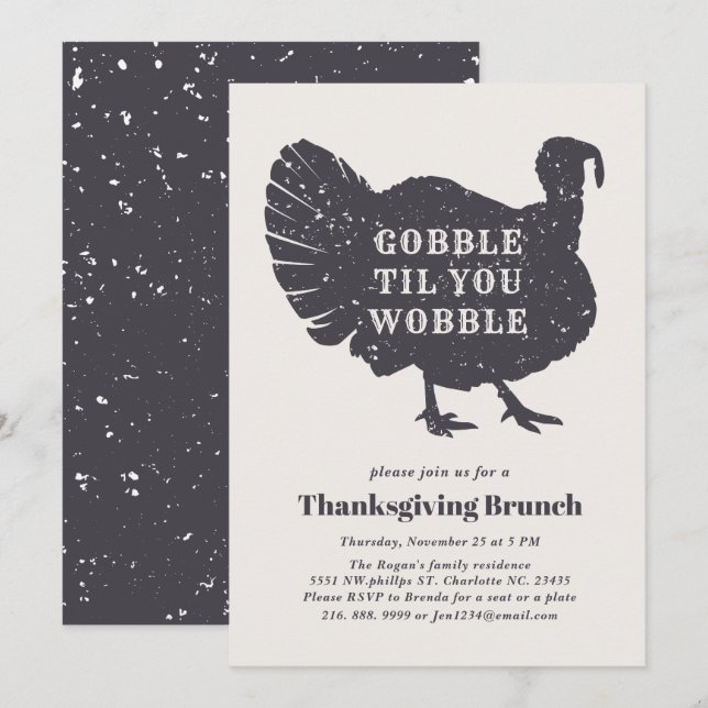 Invitación Gobble hasta que tambaleas | Cena de Acción de Gra (Anverso / Reverso)