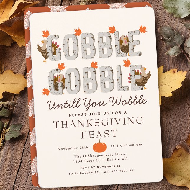 Invitación Gobble hasta que tambaleas la cena de Acción de Gr (Subido por el creador)