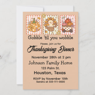 Invitación Gobble 'Hasta que tambalees la cena de Acción de G