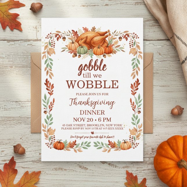 Invitación Gobble Till We Wobble Thanksgiving Invitation (friendgiving invitation)