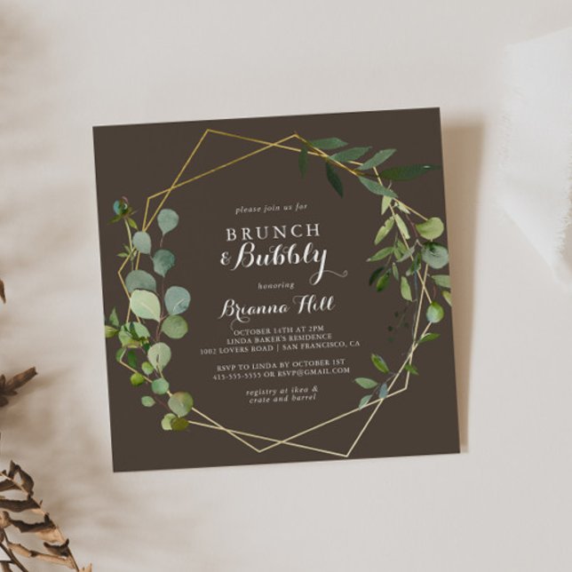 Invitación Goco de oro Brown Brunch Bubbly Bridal Shower (Subido por el creador)