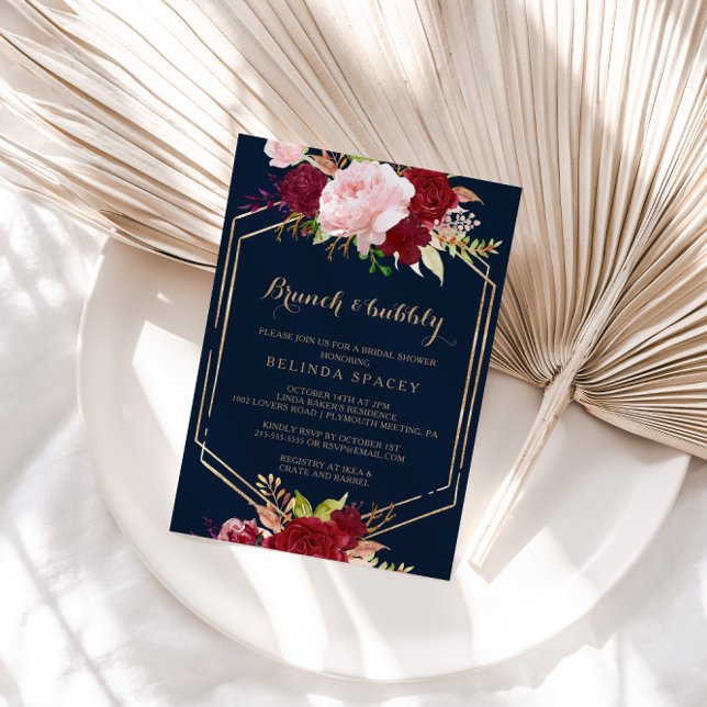 Invitación Goco geométrico rojo Brunch & Bubbly Bridal Shower (Subido por el creador)