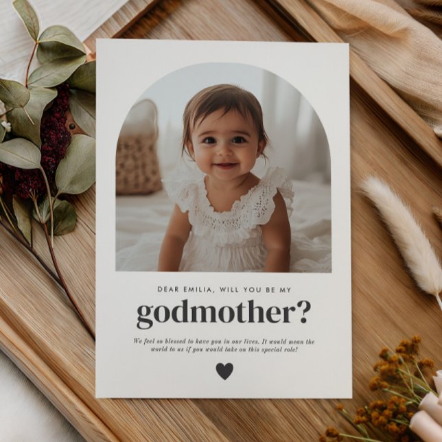 Invitación Godmother Arched Photo Proposal (Zazzle Godmother Arched Photo Proposal Invitation)