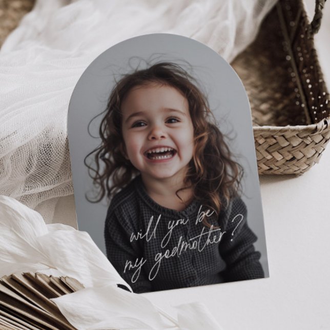 Invitación Godmother Handwritten Proposal Photo Arch  (Zazzle Godmother Handwritten Proposal Photo Arch  Invitation (Front))