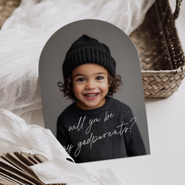 Invitación Godparents Handwritten Proposal Photo Arch Boy (Zazzle Godparents Handwritten Proposal Photo Arch Boy Invitation (Front))
