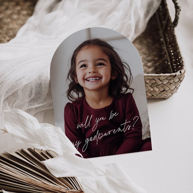 Invitación Godparents Handwritten Proposal Photo Arch Girl (Zazzle Godparents Handwritten Proposal Photo Arch Girl Invitation (Front))