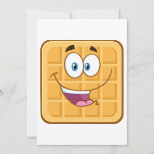 Invitación Gofre Feliz Kawaii Desayuno Comida Sonriente