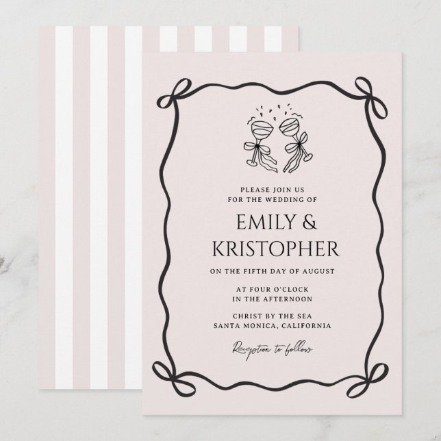 Invitación Going to the Chapel Coquette Bow Wedding (Anverso / Reverso)