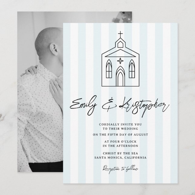 Invitación Going to the Chapel Stripe Wedding Photo (Anverso / Reverso)