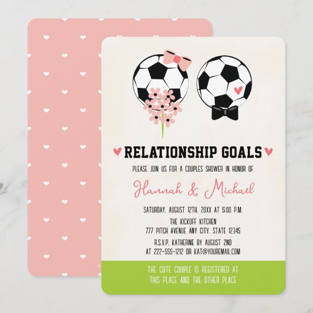 Invitación Gol de relación Ducha de parejas de fútbol (Anverso / Reverso)