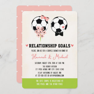 Invitación Gol de relación Ducha de parejas de fútbol