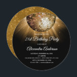 Invitación Gold 21st Birthday Fiesta Gold Disco Ball<br><div class="desc">Invitación a la Fiesta Gold Disco Ball de 21er cumpleaños. La invitación a la fiesta de cumpleaños 21,  Gold y Black,  es perfecta para un Fiesta moderno de cumpleaños 21.</div>