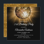 Invitación Gold 21st Birthday Fiesta Gold Disco Ball<br><div class="desc">Invitación a la Fiesta Gold Disco Ball de 21er cumpleaños. La invitación a la fiesta de cumpleaños 21,  Gold y Black,  es perfecta para un Fiesta moderno de cumpleaños 21.</div>