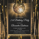 Invitación Gold 21st Birthday Fiesta Gold Disco Ball<br><div class="desc">Invitación a la Fiesta Gold Disco Ball de 21er cumpleaños. La invitación a la fiesta de cumpleaños 21,  Gold y Black,  es perfecta para un Fiesta moderno de cumpleaños 21.</div>