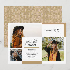 Invitación Gold 3 Photo Graduation