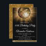 Invitación Gold 40.ª Fiesta de cumpleaños Gold Disco Ball<br><div class="desc">Invitación a la Fiesta Gold Disco Ball por la Fiesta de los 40 Años. La invitación a la fiesta de cumpleaños número 40 de oro y negro es perfecta para un Fiesta moderno que cumple 40 años.</div>