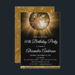 Invitación Gold 40.ª Fiesta de cumpleaños Gold Disco Ball<br><div class="desc">Invitación a la Fiesta Gold Disco Ball por la Fiesta de los 40 Años. La invitación a la fiesta de cumpleaños número 40 de oro y negro es perfecta para un Fiesta moderno que cumple 40 años.</div>