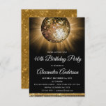 Invitación Gold 40th Birthday Fiesta Gold Disco Ball<br><div class="desc">Invitación a la Fiesta Gold Disco Ball por los 40 Años. La Invitación a la Fiesta de los 40 Años Oro y Negro es perfecta para un moderno Fiesta de los 40 Años.</div>