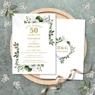 Invitación Gold 50th Wedding Anniversary Monogram Floral