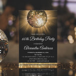 Invitación Gold 60.ª fiesta de cumpleaños Gold Disco Ball<br><div class="desc">Invitación a la Fiesta Gold Disco Ball con Fiesta de los Sesenta Años. La Invitación a la Fiesta de los Años 60 Oro y Negro es perfecta para una moderna fiesta de los 60 Años.</div>