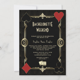Invitación Gold Art Deco Vegas Casino Bachelorette Weekend