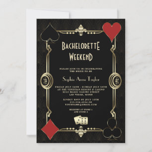 Invitación Gold Art Deco Vegas Casino Bachelorette Weekend