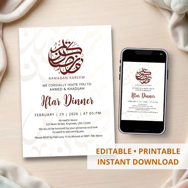 Invitación Gold Artistic Arabic Calligraphy Iftar Dinner (Subido por el creador)