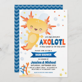 Invitación Gold Axolotl Boy Baby Shower