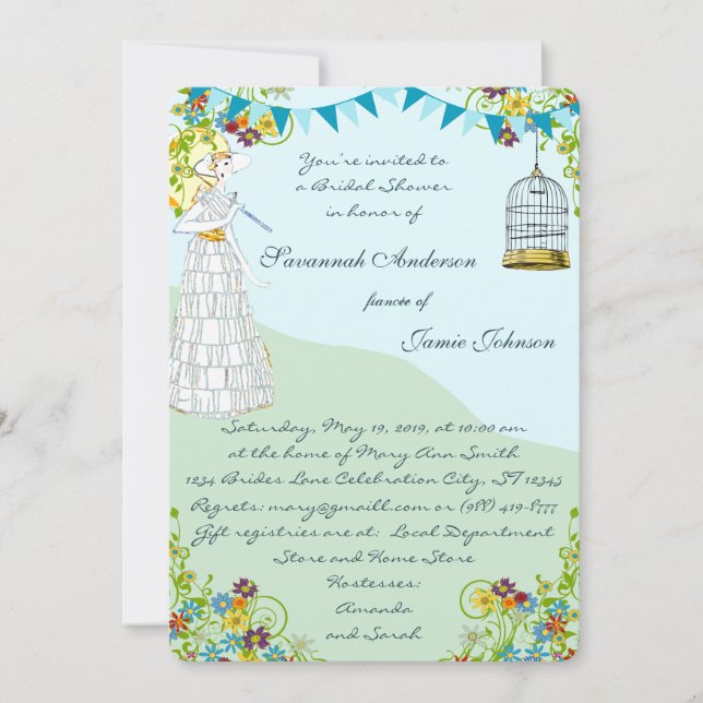 Invitación Gold Birdcage Bunting Garden Bridal Shower Invites (Anverso)