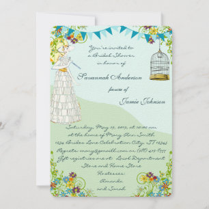 Invitación Gold Birdcage Bunting Garden Bridal Shower Invites