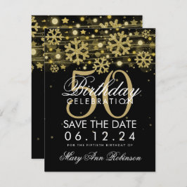 Invitación Gold Black 50 cumpleaños Save Date Winter